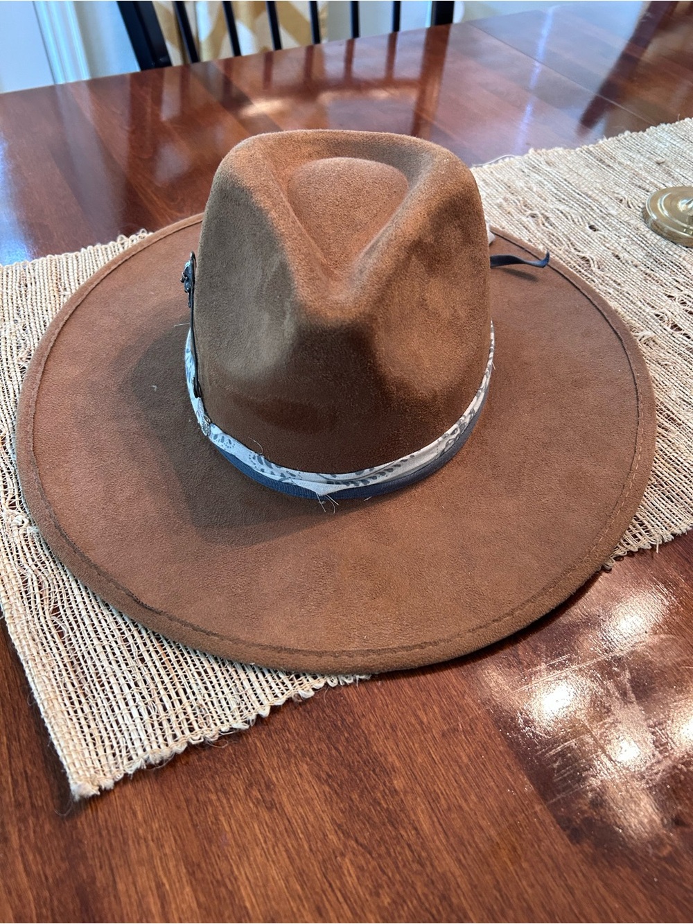 Wide-Brim Felt Rancher Hat in Brown with Band